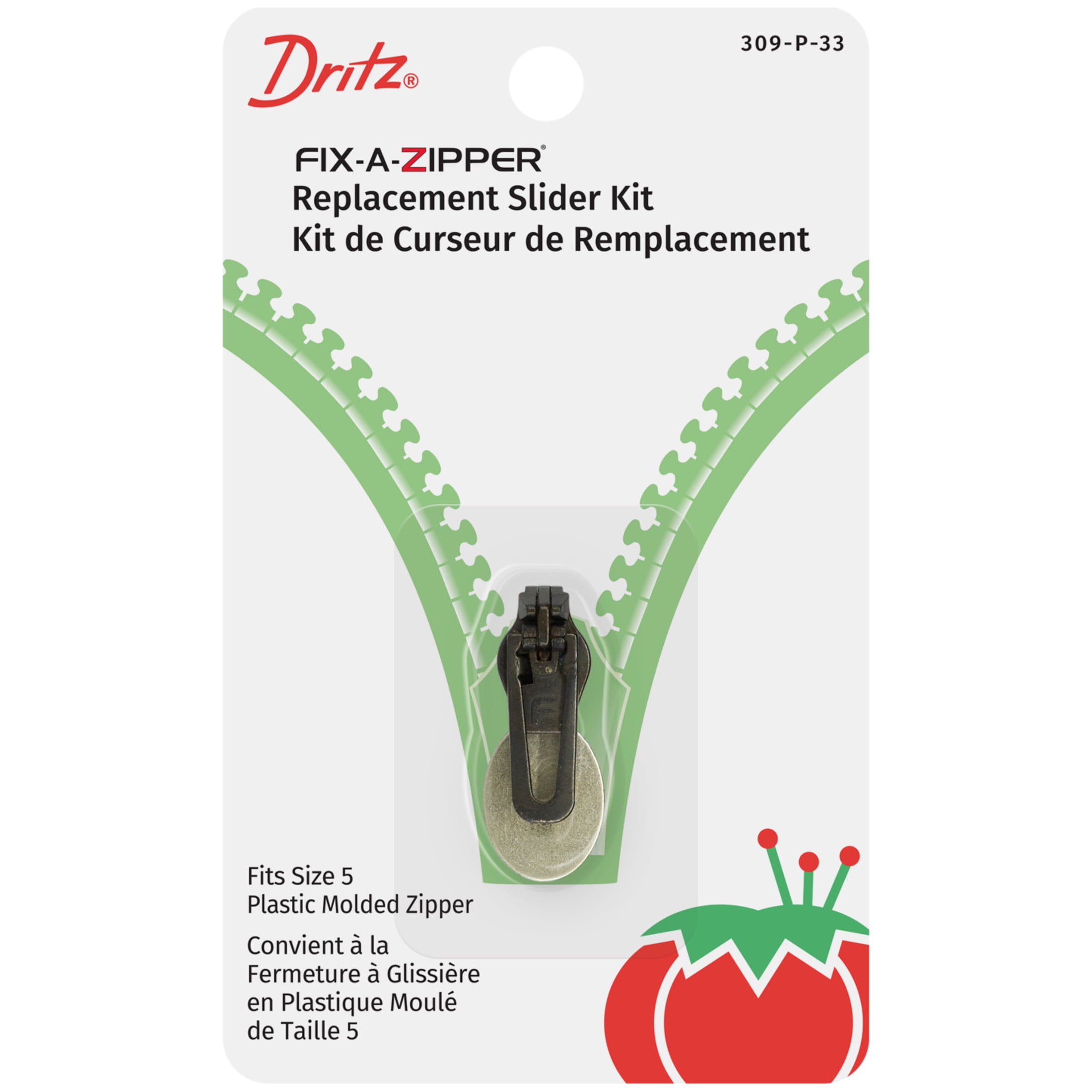2 pack) Dritz Fix-A-Zipper Replacement Slider Kit for Size 5 Coil