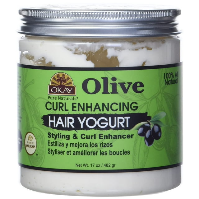 Yogurt para el cabello que mejora los rizos de oliva para peinar y mejorar los rizos para un encrespamiento suave y brillante, rizos fuertes y bien definidos, sin sulfato de alcohol, sin parabenos, fa