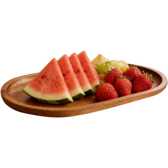 Wooden Serving Tray, Rounded Corner Platter for Party Food Snacks Fruit Dessert