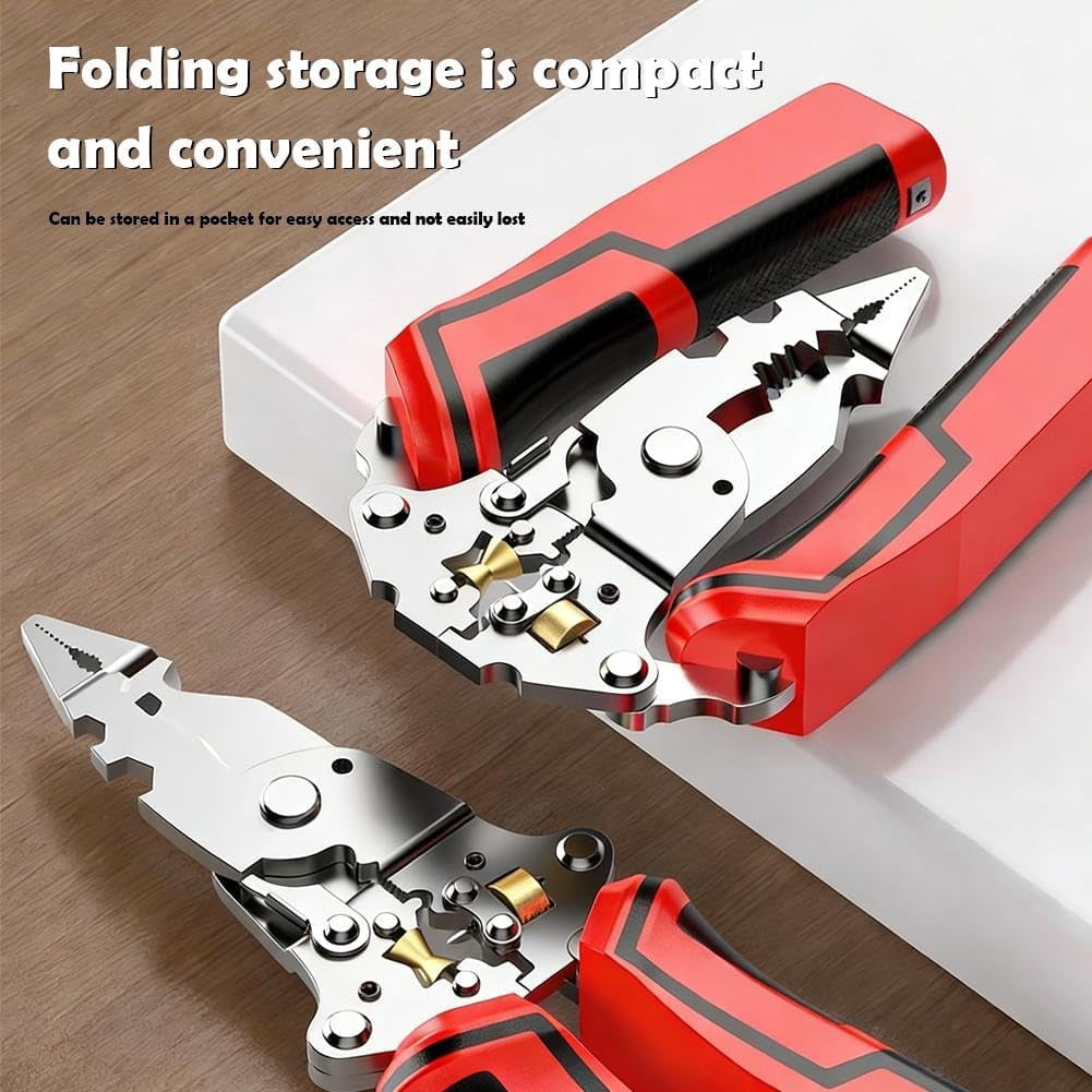16 in 1 Wire Stripper Twister | Multi-Functional Pliers for Cutting, Stripping & Pulling Wires, Voltage Tester 12-250V, Foldable Cable Scissors for Electrical Repair & DIY