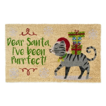 DII Christmas Animal Lovers Doormat, 17x29", Dear Santa, I've Been Purrfect