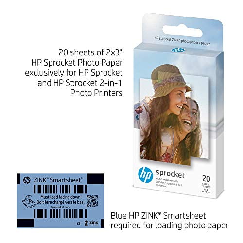 HP Sprocket 2x3 Premium Zink Sticky Back Photo Paper (20 Sheets)  Compatible with HP Sprocket Photo Printers 