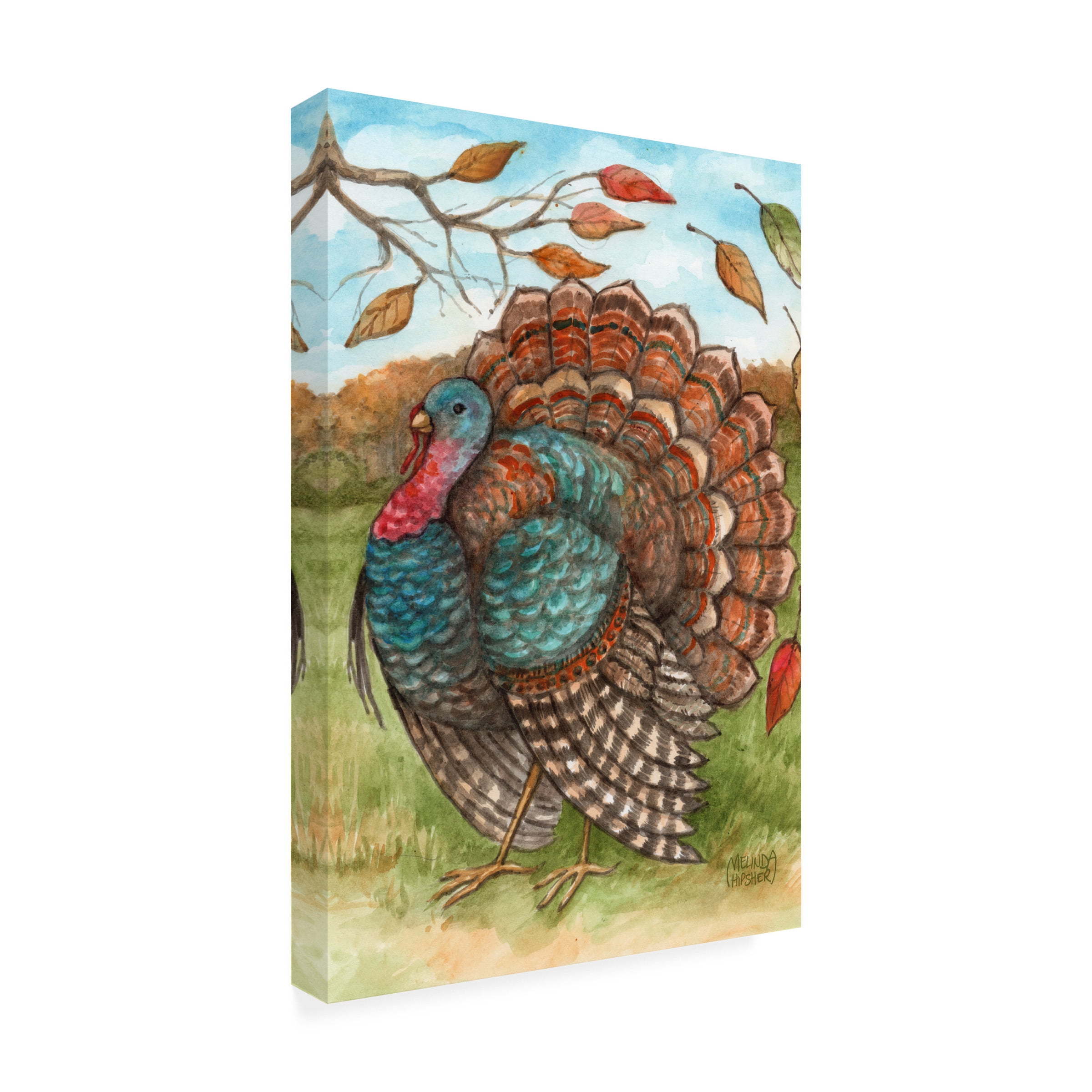Canvas Wall Art - Melinda Hipsher 'Thankful Autumn Turkey' Wall Art for Living Room, Bedroom, or Office DÃ©cor by Trademark Fine Art - 22 x 32 Inches