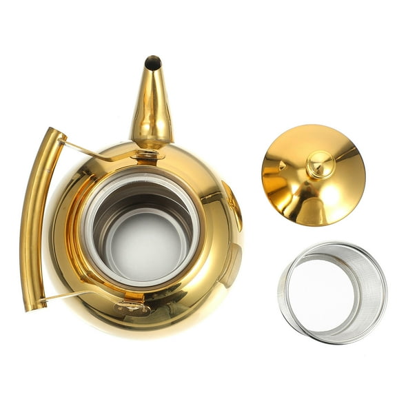 FELTECHELECTR 1Pc Retro Kettle in Golden with Stovetop Water Kettle Feature