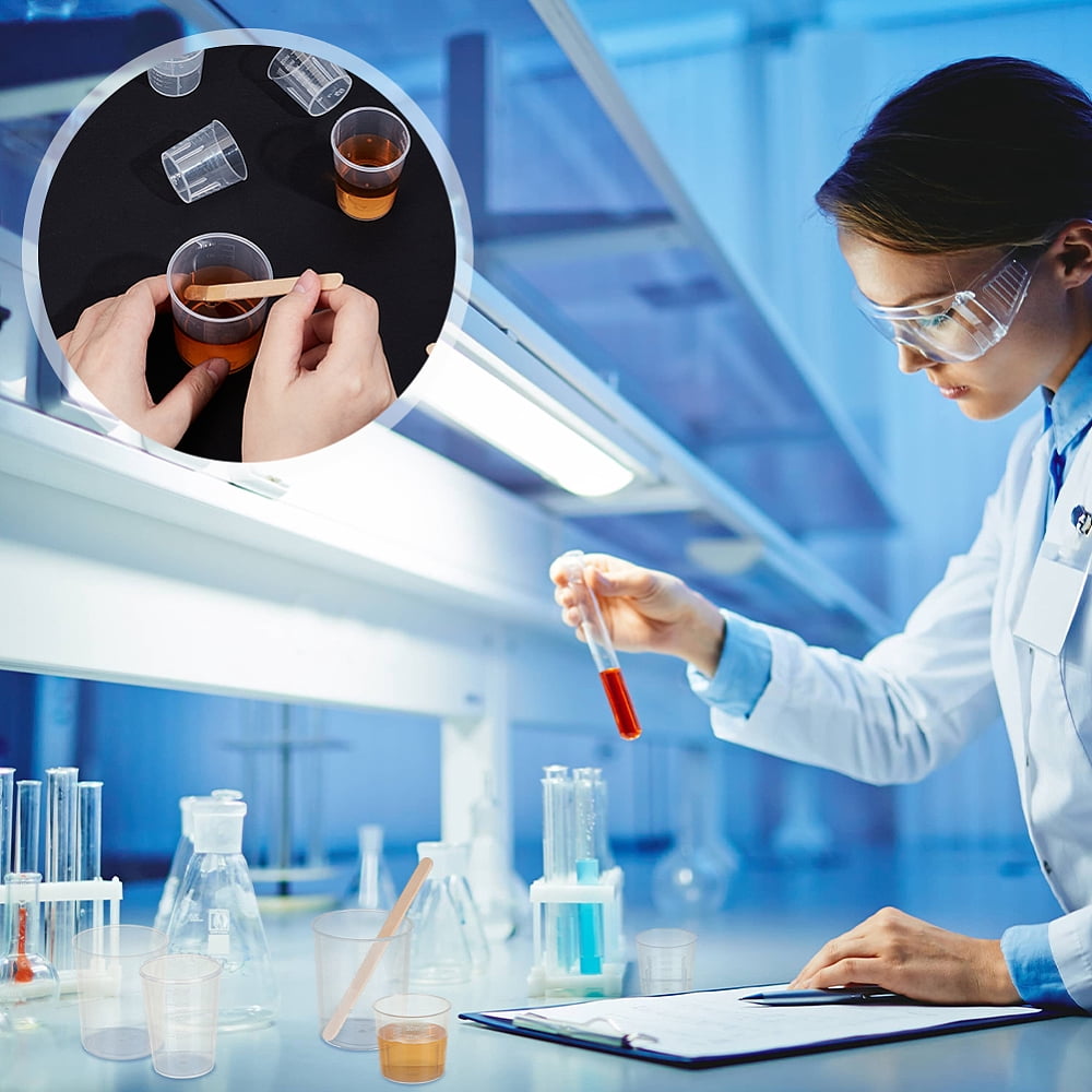 90Pcs 3 Styles Plastic Measuring Cup with 20Pcs Disposable Plastic Transfer Pipettes Clear