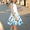 thumbnail image 6 of 4-14 Years Girls Dress Summer Dress Ruffle Hem Midi Dress A-Line Kids Dress Swing Party Dresses Evening Dress Children Festive Dresses Casual Dress Blue B 4-5 Years, 6 of 6