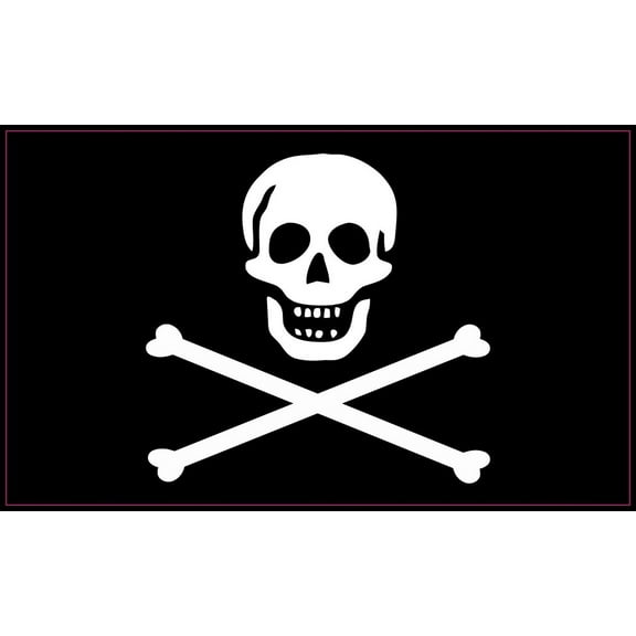 5in x 3in Jolly Roger Pirate Flag Bones Bumper Sticker Decal Stickers Decals