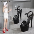 thumbnail image 6 of 181 Series 16.5cm Heel 5cm Platform   Open Toe Shoes Sexy Black Platform Heels Ultra-High Sandals Women's Summer LFD, 6 of 8