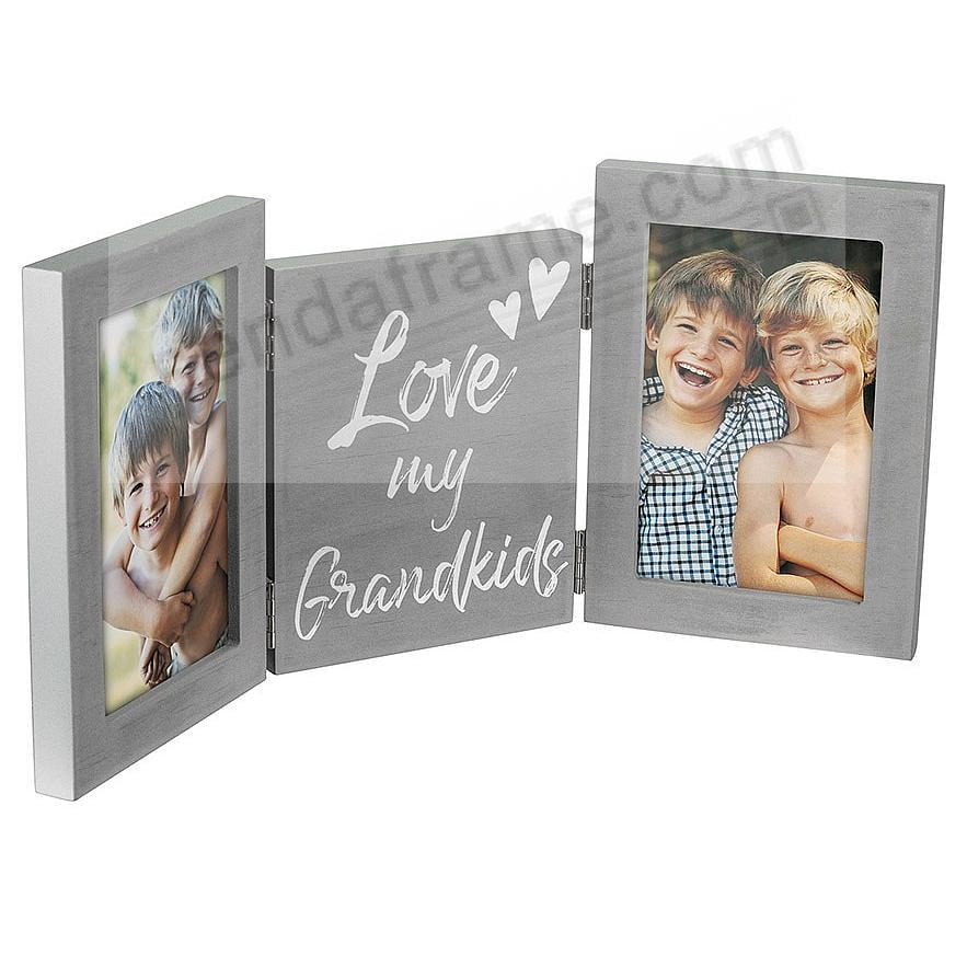 Malden Int Designs Love My Grandkids 2 Opening 4x6 Hinged Triple Gray