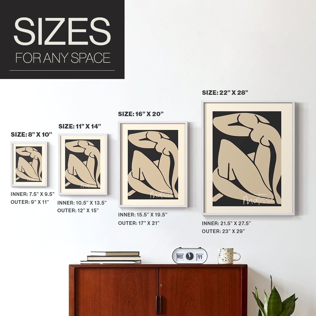Matisse CCCVI in White Solid Wood 22 x 28 Framed Print