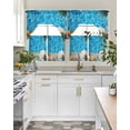 thumbnail image 5 of Coastal Ocean Kitchen Curtains Sets 36 Inch Length with Valance, Blue Sea Pool Slippers Straw Hat Starfish Swag Valances and Tiers Curtain Set Drapes Swag Curtains for Living Room, Bathroom, Bedroom, 5 of 6