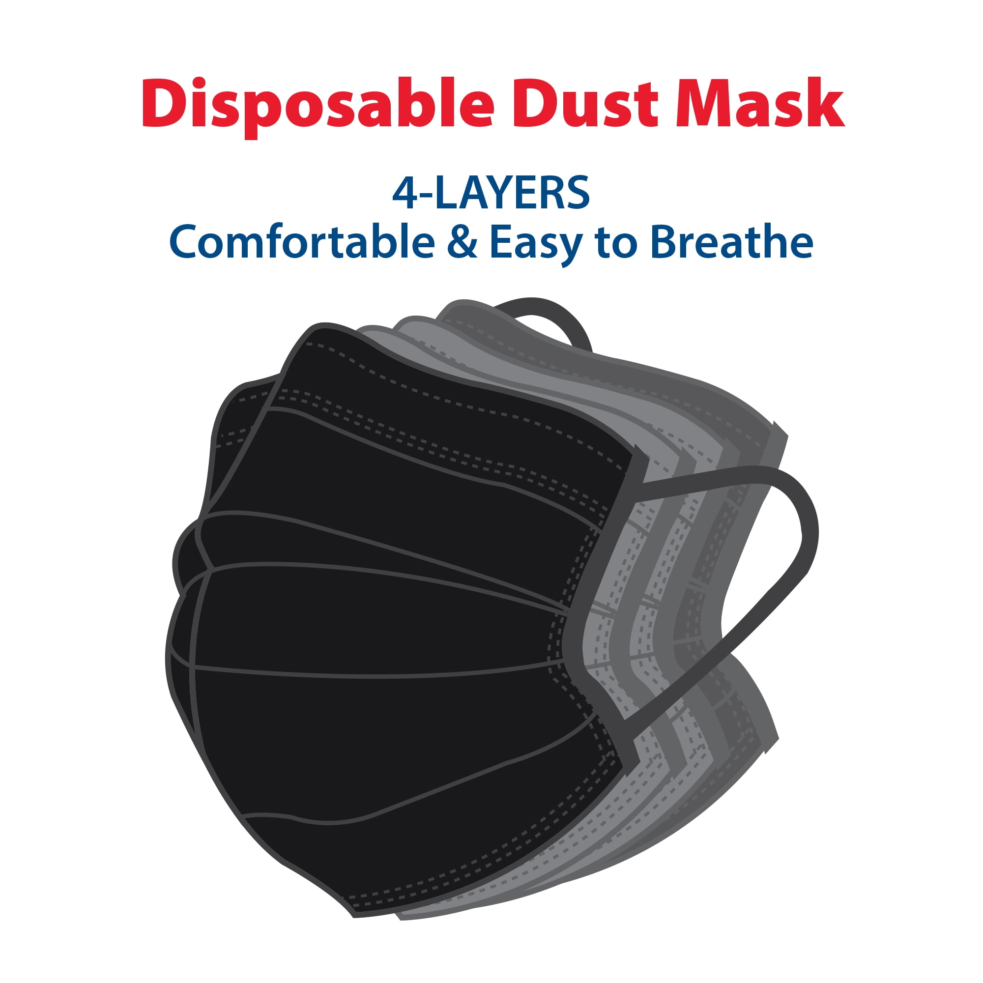 Premier Paint Roller Dust Face Mask 4-Layer Carbon Filter (Black) (25 Pack)