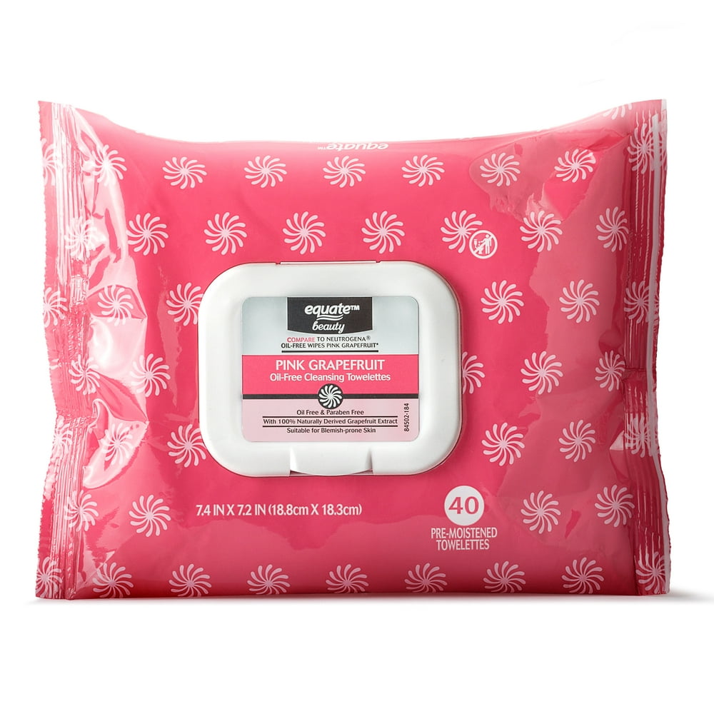 Equate Beauty Oil Free Cleansing Wipes, Pink Grapefruit, 40 Ct