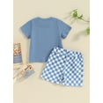 thumbnail image 4 of Hirigin Toddler Baby Boy Brother Matching Outfits Letter Embroidery Short Sleeve T Shirt/Romper Checkerborat Shorts Summer Clothes Set, 4 of 8