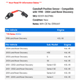 thumbnail image 2 of Camshaft Position Sensor - Compatible with 1998 - 2004 Land Rover Discovery 1999 2000 2001 2002 2003, 2 of 2