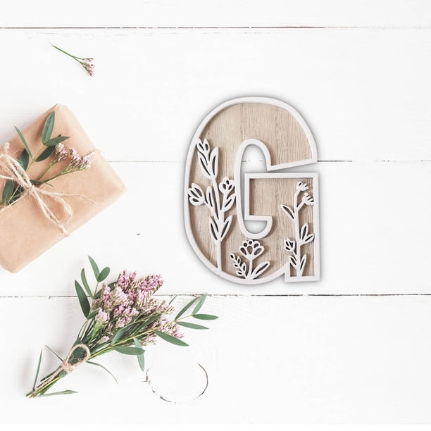 Xihbxyly Colgante de Flor de Madera, Diseño de Letras Talladas a Mano, Textura de Madera Natural, Decoración para Bodas y Hogar, Ideal para Eventos Festivos, Material Duradero y Resistente, Juego de