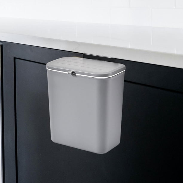 Cubo de basura montado en la pared perfecl bote de basura colgante con tapa contenedor de residuos de alimentos contenedor de abono de cocina para oficina Gris