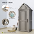 thumbnail image 4 of Dovov Outdoor Storage Shed Garden Tool Shed Outdoor Plastic Waterproof Storage Cabinet with Removable Shelf and Sloped Roof, 12 Storage Hooks, for Yard, Patio, Garden, Backyard, Deck and Porch, Brown, 4 of 10