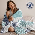 thumbnail image 2 of Navy Blue Green Grey Coastal Throw Blankets, Ocean Animals Pattern Soft Fleece Blanket Decorative for Home Sofa Couch Chair Living Bedroom, 32x48 Inches,, 2 of 8