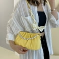 thumbnail image 4 of New fashion artificial leather cloud bag chain clutch bag underarm bag diagonal shoulder bag - yellow, 4 of 5