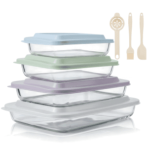 TAIMASI Deep Glass Baking Dish Set with Accessories, 11-Piece