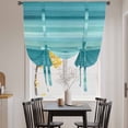 thumbnail image 4 of Cyan Green Tie Up Curtain 63 Inches Long, Gradient Stripe Abstract Lines Texture Modern Balloon Style Kitchen Window Curtain Over Sink, Small Window Rod Pocket Curtain 52"x63", 4 of 9
