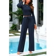 thumbnail image 5 of PRETTYGARDEN Women's 2 Piece Loungewear Long Sleeve Crop Top Wide Leg Palazzo Pants Set Tracksuits Casual Outfit, 5 of 10