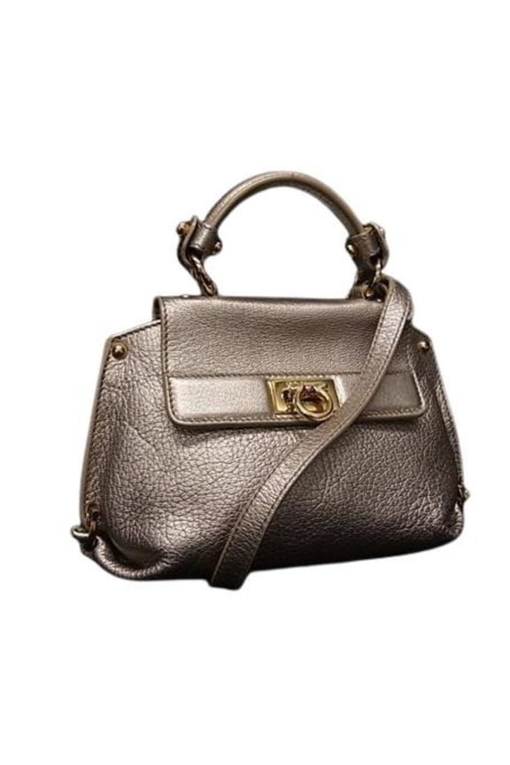 Pre-Owned Salvatore Ferragamo Gancini Mini Sofia handbag EZ21 E238 in metallic pink beige...