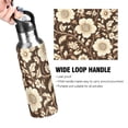 thumbnail image 4 of Yayeee 33oz Insulated Water Bottle Double Wall Stainless Steel with Flip Straw Lid, Brown Floral, 4 of 7