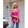 thumbnail image 3 of Zeagoo 3/4 Length Sleeve Tops Women Round Neck Button Design Tunic Blouse Printed Casual Basic Tees Daily Wear, 3 of 8