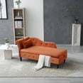 thumbnail image 2 of Holaki 60" Velvet Multifunctional Storage Chaise Lounge Buttons Tufted Nailhead Trimmed Solid Wood Legs with 1 Pillow, Orange, 2 of 10
