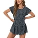 thumbnail image 1 of Blusa con volantes y abertura en la espalda, diseño en forma de A, diseño floral azul oscuro, talla L Summer Chic, 1 of 7