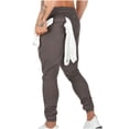 thumbnail image 4 of Ernkv Sports Pants for Men Soft Relaxed Fit Casual Wear Elastic Waist Solid Color Comfy Lounge Casual Fashion Fall Spring Trousers Full Length Pants with Pocket Coffee S, 4 of 5