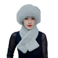 thumbnail image 3 of Women's Winter Hat and Scarf Set 2-Piece, Plush Fleece Lined Thickened Windproof Thermal Retention Neck Wrap, Soft Fuzzy Dome Fisherman Beanie for Cold Weather Protection and Outdoor Activities, 3 of 5