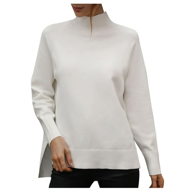 Pompotops Nouveau Chandail Uni à Col Roulé pour Femmes Liquidation