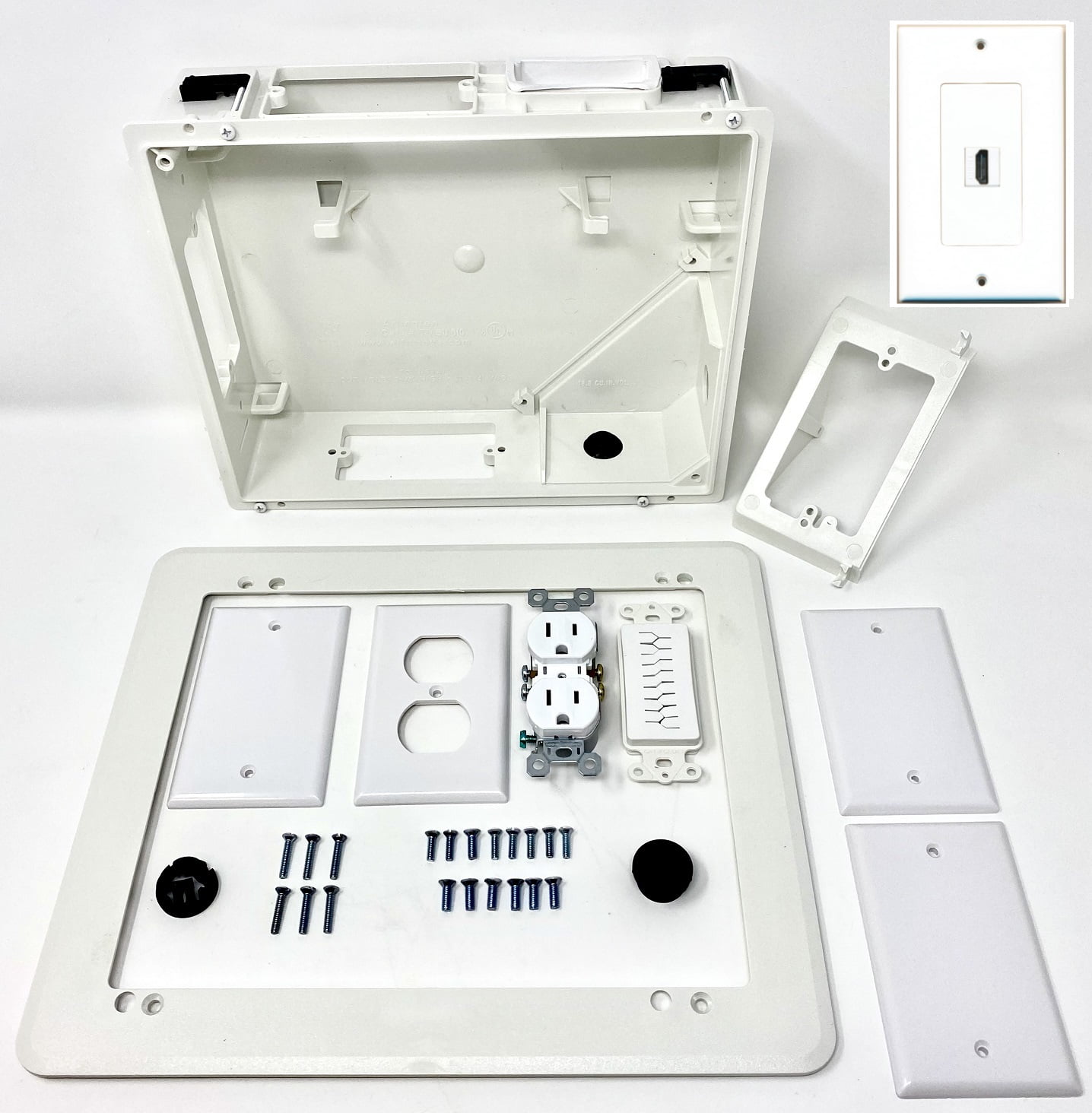 MSG Speaker Wall Plate 4.0 Kit – White Gold Binding Posts – Non-Solder AV Plate – 4 Pack