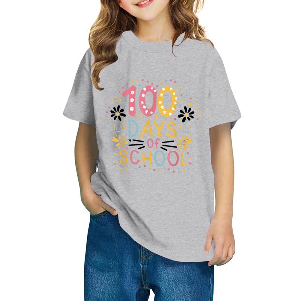 Fiudx Camiseta para Niños, Blusa Escolar de Tela Suave, Blusa Informal Cuello Redondo, Camisa de Verano de Manga Corta, Atuendo Diario, Moda para Niños y Niñas, 95 % Poliéster.