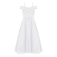 thumbnail image 3 of inhzoy Girls Junior Cold Shoulder V Neck Wedding Bridesmaid Dress Formal Party Evening Gowns White 14, 3 of 5