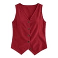 thumbnail image 4 of Tank Top for Women V Neck Button Up Sleeveless Spring Summer Winter All-purpose Corduroy Fashionable Tank Wine XL, 4 of 6