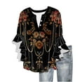 thumbnail image 2 of ICHUANYI Womens 3/4 Length Sleeve Tops Summer Ruffle Sleeve Blouses V-Neck Lace T-Shirts Dressy Casual Top, 2 of 6