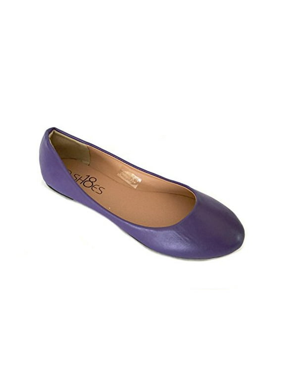 Womens Ballerina Ballet Flat Shoes Solids &amp; Leopards (7, Purple Pu 8600)