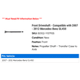 thumbnail image 2 of Front Driveshaft - Compatible with 2007 - 2012 Mercedes-Benz GL450 2008 2009 2010 2011, 2 of 2