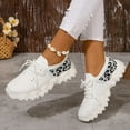 thumbnail image 2 of Casual Sneakers for Women Mesh Female Womens Sneakers Women's Fashion Mesh Cloth Leopard Print Sneakers Breathable Non Slip Lace Up Casual Shoes(White,8.5), 2 of 4