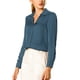 thumbnail image 5 of CAMISAS ELEGANTES PARA MUJER INSPIRADAS CHIC, CON CUELLO EN V, MANGAS LARGAS, BLUSA DE SATÉN SUAVE, TAMAÑO S, GRIS AZUL, 5 of 8
