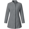 thumbnail image 6 of RoamHome Women's Casual Stand Collar Mid Length Wool Blend Coat Notched Lapel Button Front Jacket for Fall Winter Daily Wear, 6 of 8