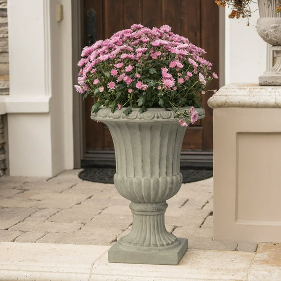 26" Urn Planters for Outdoor Plants - Versatile Indoor/Outdoor Planter Urn Flower Pots with Antique Green Magnesium Oxide Finish