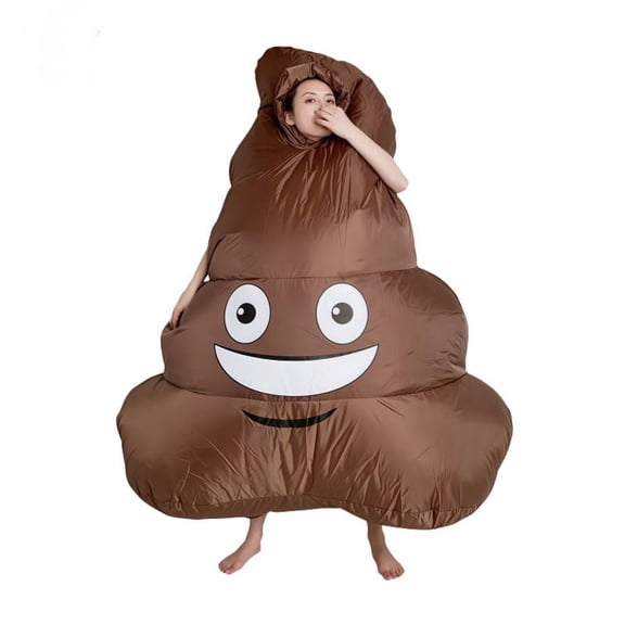 Adult Inflatable Poop Emoji Costume - Funny Halloween/Party Blow-Up Outfit (One Size Fits Most)