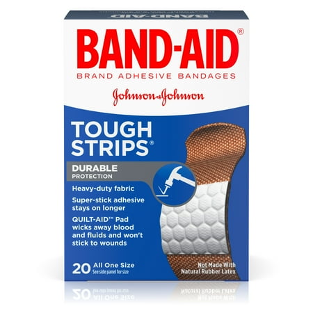 BAND-AID ® Brand TOUGH-STRIPS ® Adhesive Bandages, Durable Protection for Minor Cuts and Scrapes, 20 Count