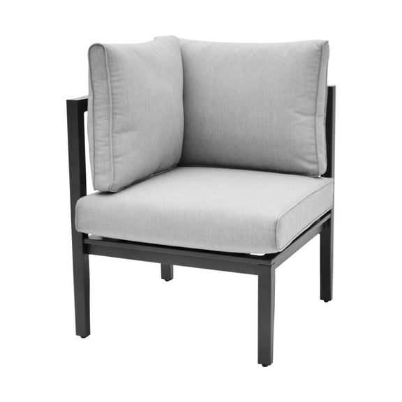 Aluminum Outdoor Corner Chair Conversation Dining Chair with Waterproof Thick Cushions High Density Foam All-Weather for Balcony, Deck, Patio, Garden, Poolside, Backyard, Gray