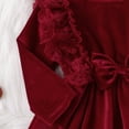 thumbnail image 6 of IBTOM CASTLE Vintage Princess Toddler Baby Girl Long Sleeve Velvet Ruffle Tutu Lace Dress Xmas Wedding Birthday Party Fall Winter Clothes 12-18 Months Wine Red, 6 of 9